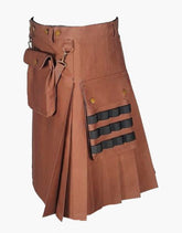 Brown Deluxe Working Utility Kilt for Men - Scottish Kilt Jacket™ USA-UK